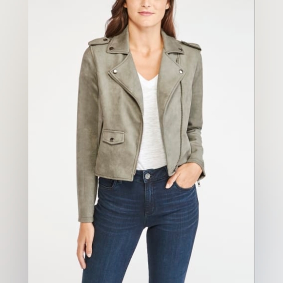 Rag Poets Jackets & Blazers - Rag Poets Everit Faux Suede Moto Jacket Gray Women’s XS Asymmetrical Biker